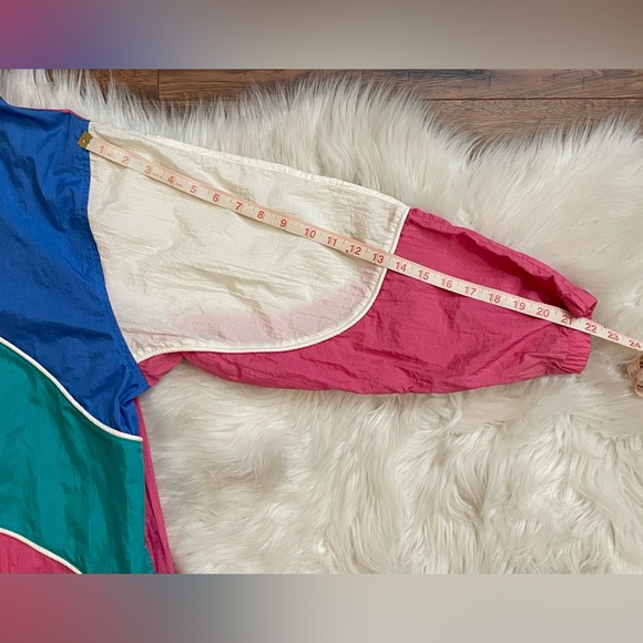 VTG Bridge Gate 90's American Windbreaker Jacket Funky Color Block SZ Large - Picture 10 of 12